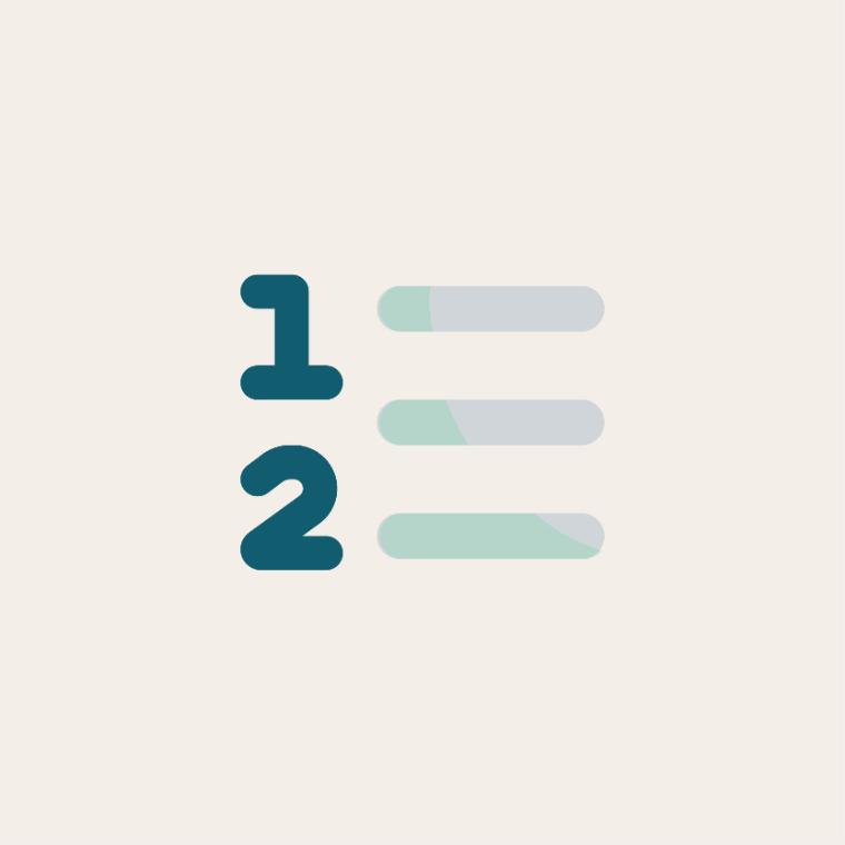 an icon of steps showing step one and step two